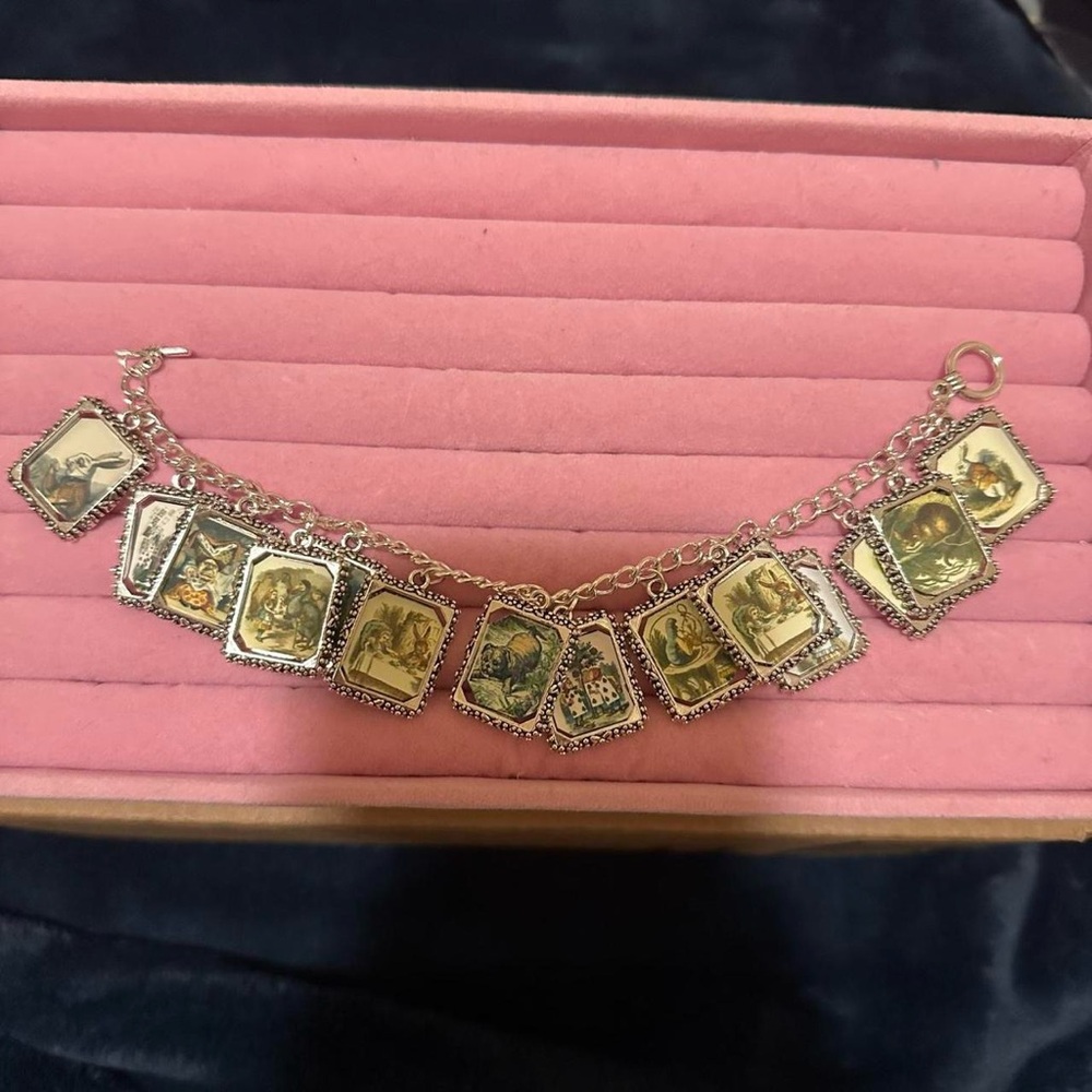 Alice in wonderland vintage style charm bracelet.